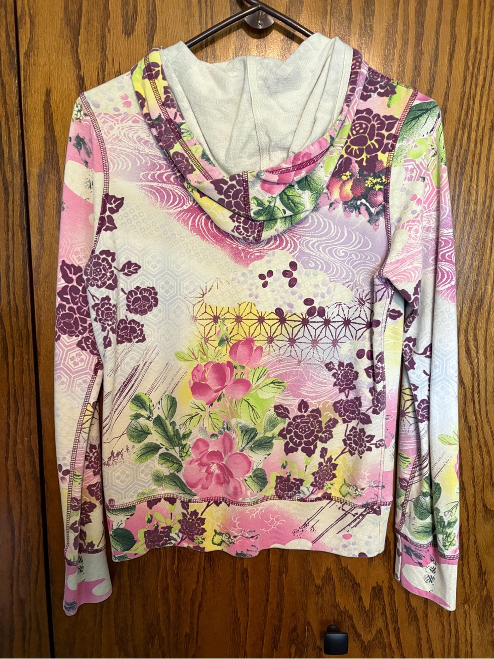 Lucky Brand Pink Purple Floral Zip-Up Hoodie - Picture 2 of 3